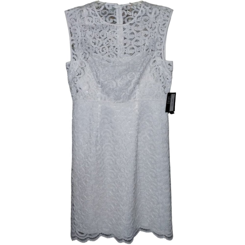 NINE WEST SOLID LACE COCKTAIL FORMAL DRESS, IVORY, SIZE 4